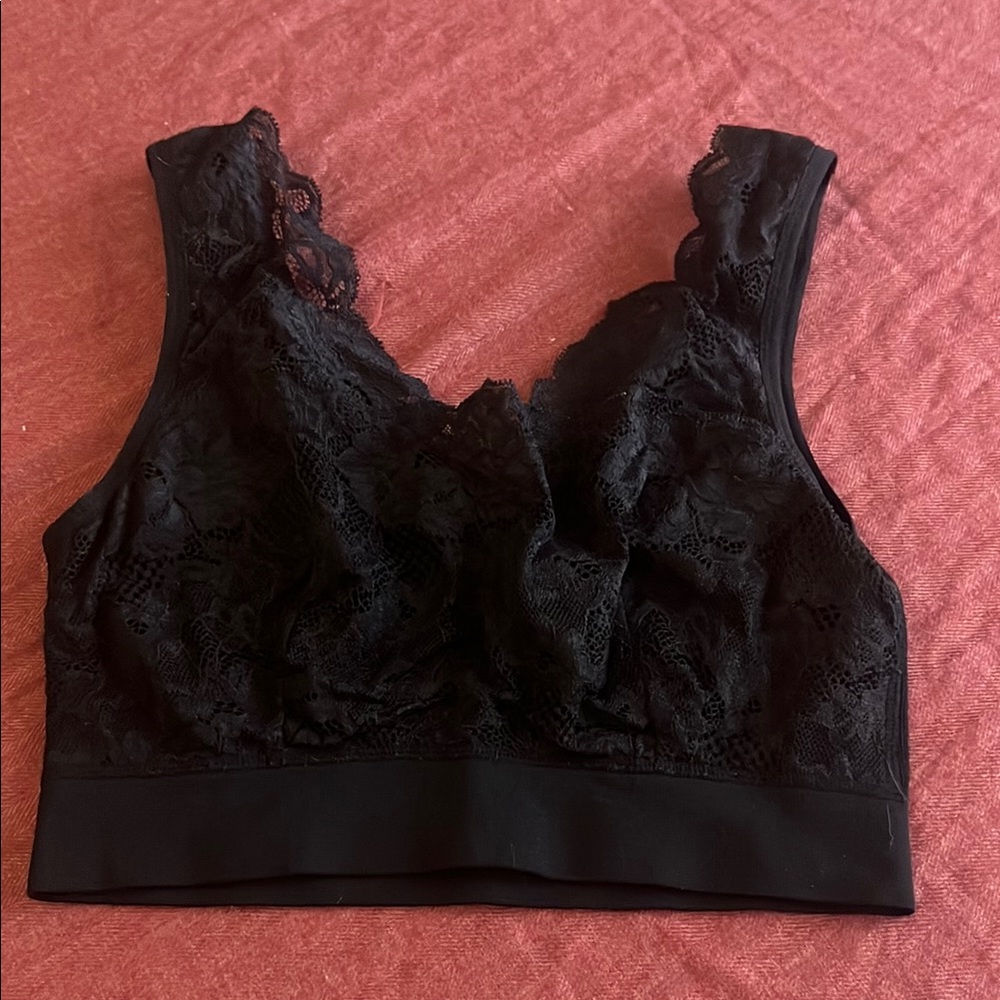 Soma Black Lace Wireless Bra with Wide Straps